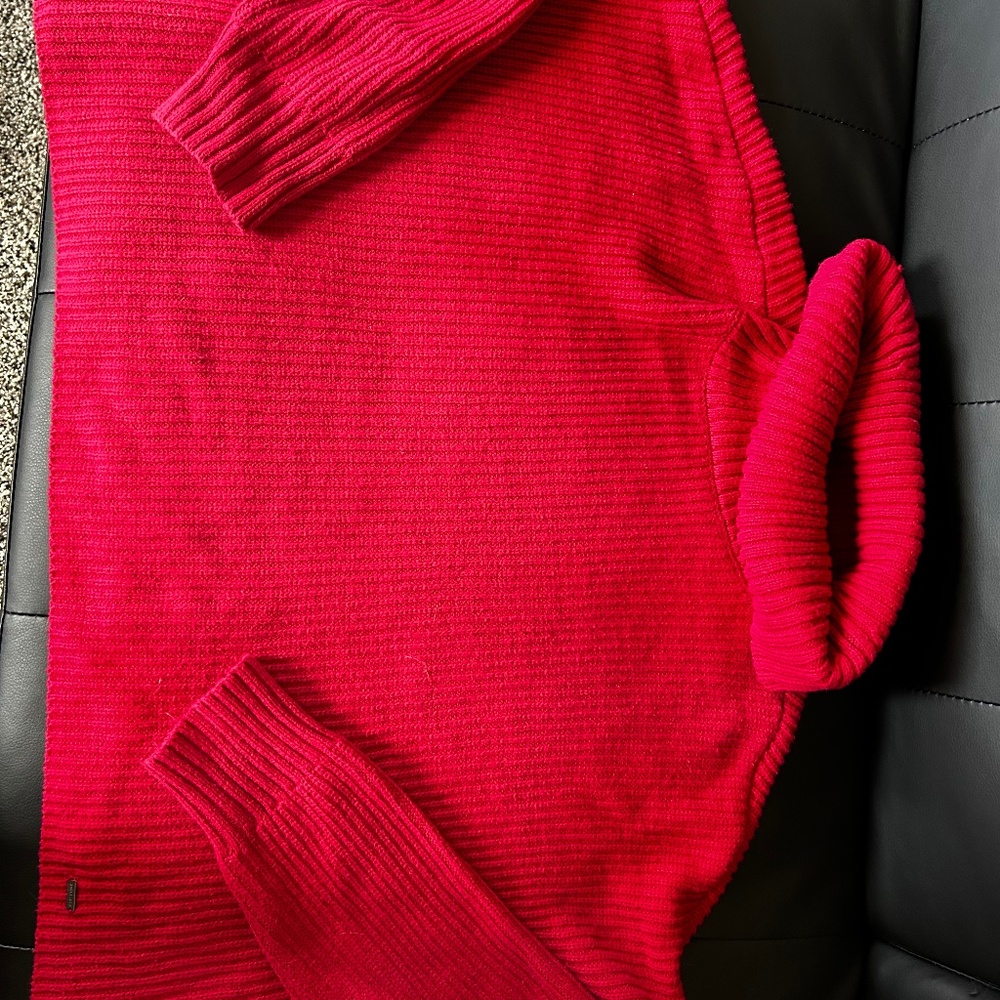 Red cropped turtleneck sweater